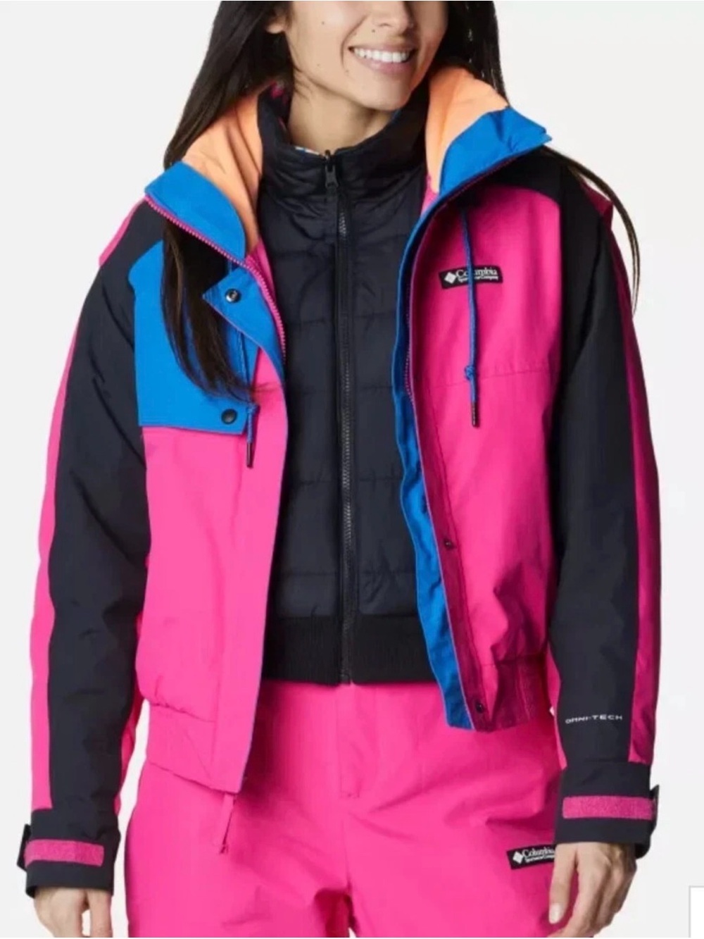 Columbia Women's Hot Pink, Black & Blue Colorblock Ski Jacket